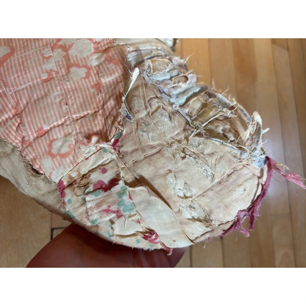VTG antique shabby Chic Hand Quilted Heart Throw Pillow Cottagecore grandma